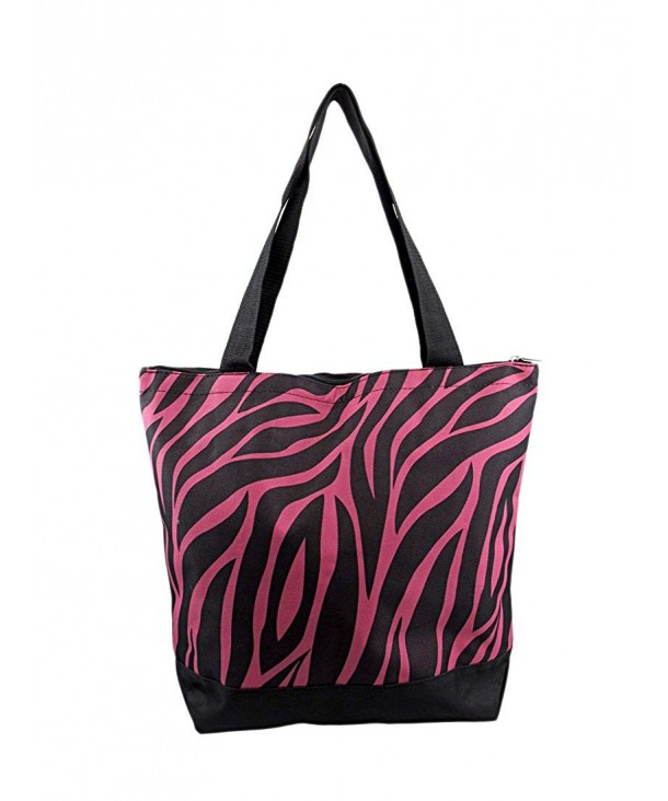 Nylon Womens Tote Bags Hot Pink And Black Zebra Tote Bag With Burgundy ...