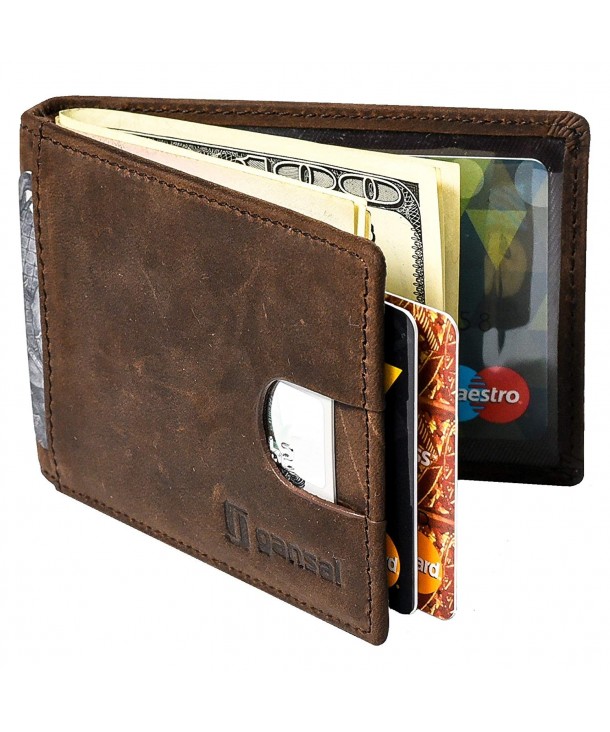 mens leather bifold wallet with money clip