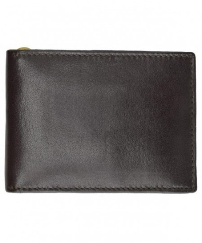 Genuine Leather Bifold Money Clip Id Window card Holder - Brown ...