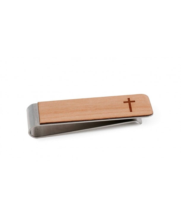 Christian Cross Money Clip Wood