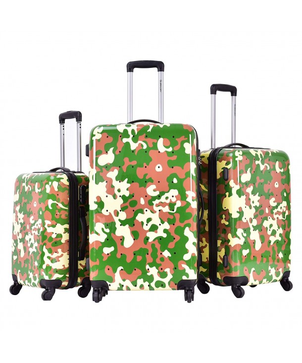 Luggage Travel Set Abs+pc Camouflage Trolley Suitcase Wheels Coded Lock 