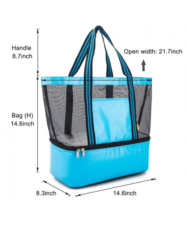 Mesh Beach Tote Bag with Cooler-Leak-proof Insulated with Even Bottom ...