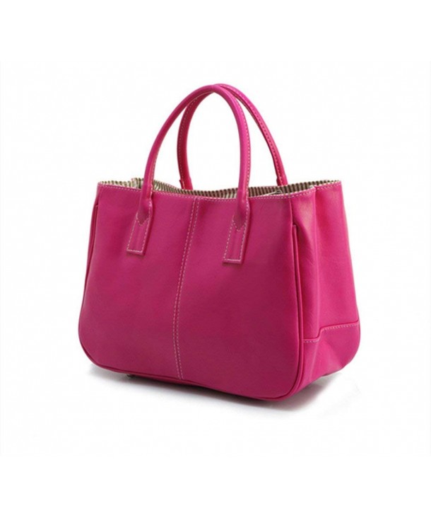Ladies Faux Leather Shoulder Bag Purse Extra Large Tote Bag Office Handbag - Hot Pink - CX122LPS799