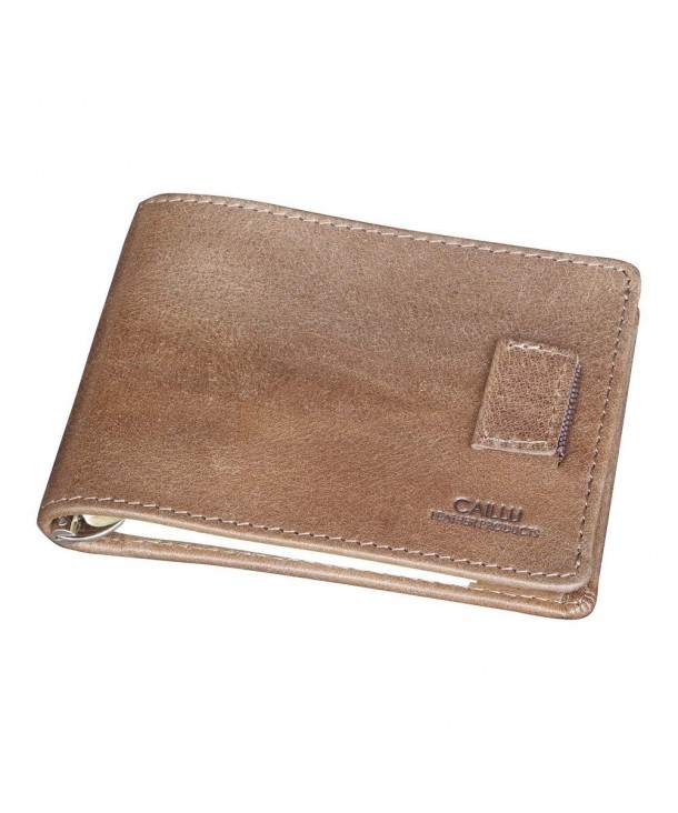 Mini Leather Id money Clip-Purse Card-Designer Bifold Wallet - Brown ...