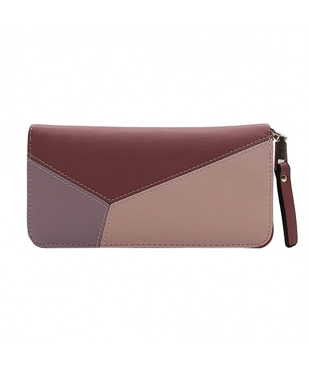 Womens Zipper Wallet Clutch Leather