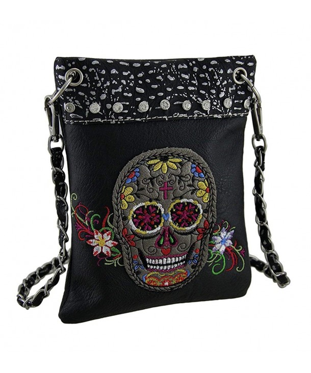 Vinyl Womens Embroidered Rhinestone Crossbody