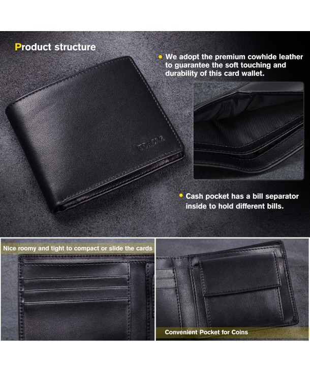 Bi fold Leather Wallet Blocking - Black Classical Wallet - CS18HEDMAGS