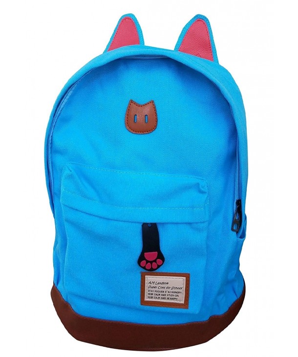 Teal Blue Super Cute CAT Ears Backpack School Bag Travel Backpack ...