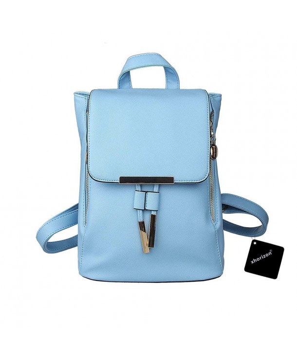 xhorizon Leather Backpack Shoulder Light blue