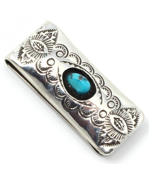 Stamped Turquoise Money Clip Skeets