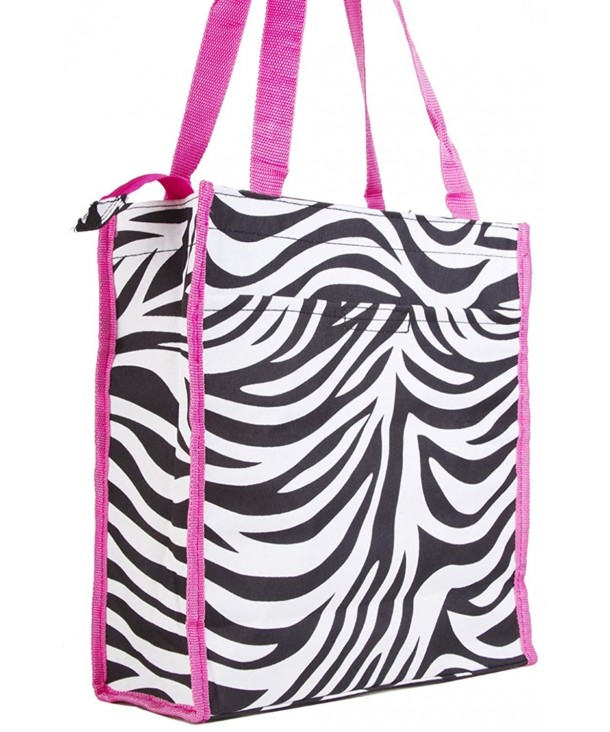 Zebra Print Tote Bag - Zebra Hot Pink Trim - CW114LKB5Q5