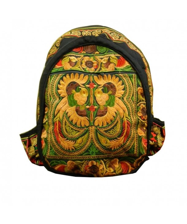 backpack ethnic embroidered fabric yellow