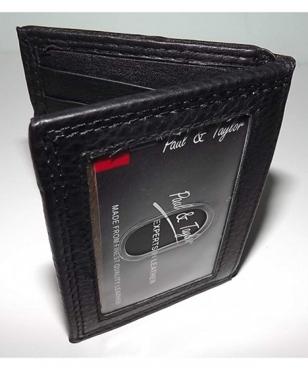 Paul & Taylor Men's Leather Bifold Front Pocket ID Wallet with Money ...