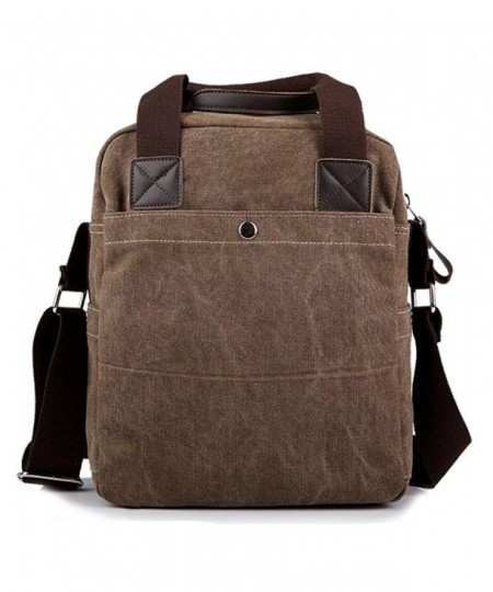 Mens Canvas Shoulder Bag Ipad Air Bag with Handles - Coffee - C111L5TDTCN