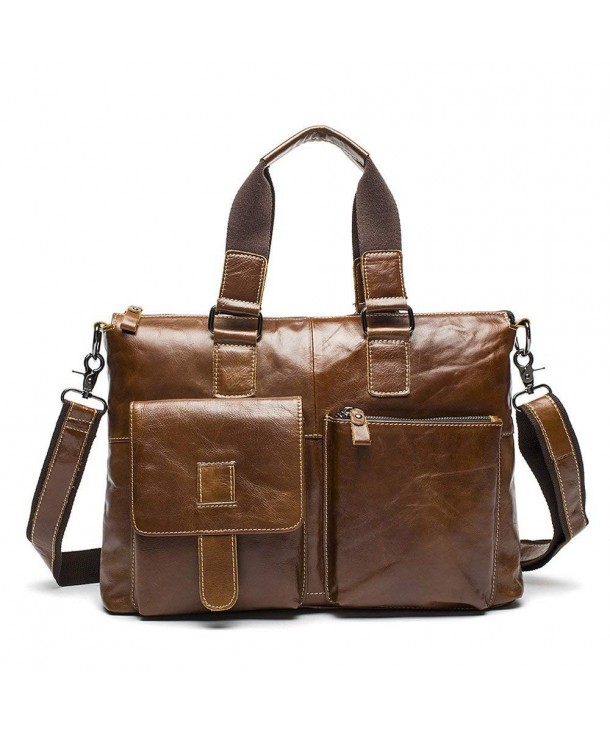 Genuine Leather Business Messenger Bag Handbag Laptop for Men - Brown ...