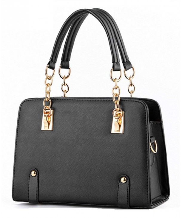 Fashion Top handle Shoulder Handbags - Metal Strap- Black - CB12I9RJR29