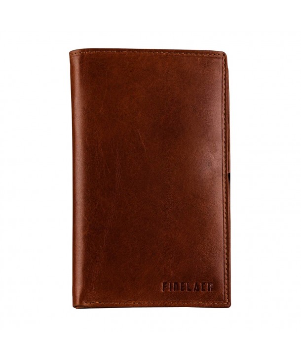Finelaer Brown Leather Bifold Wallet